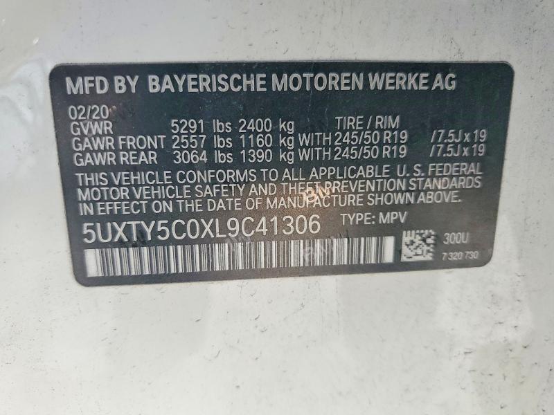 Продаж на аукціоні авто 2020 Bmw X3, vin: 5UXTY5C0XL9C41306, номер лоту: 69562796