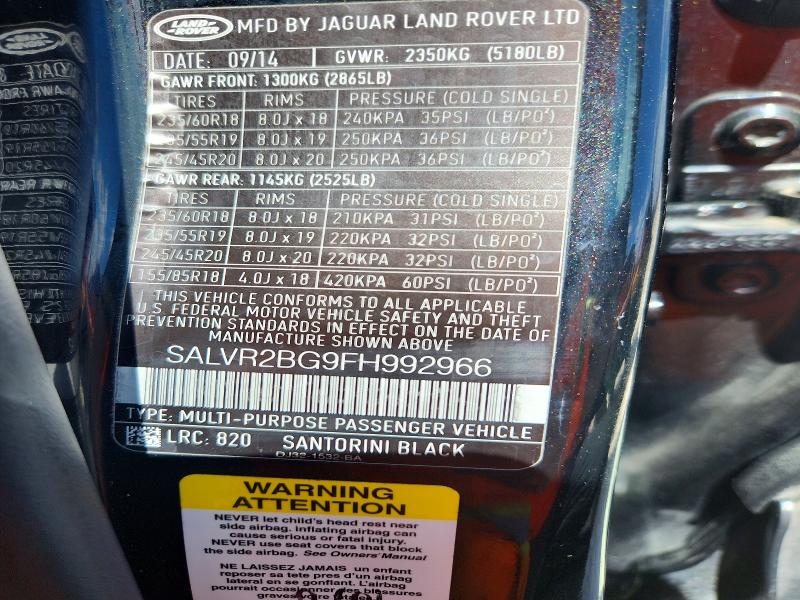 Aukcja sprzedaży 2015 Land Rover Range Rover Evoque, vin: SALVR2BG9FH992966, numer aukcji: 68127986