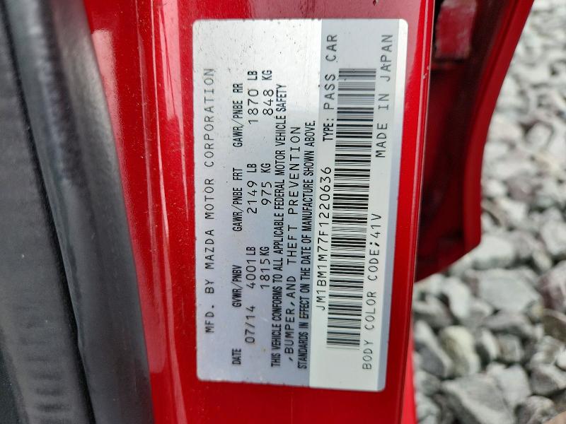 69499546 :رقم المزاد ، JM1BM1M77F1220636 vin ، 2015 Mazda 3 مزاد بيع