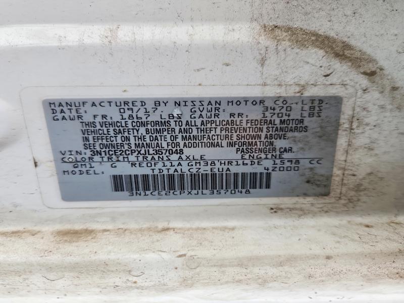 67522046 :رقم المزاد ، 3N1CE2CPXJL357048 vin ، 2018 Nissan Versa Note مزاد بيع