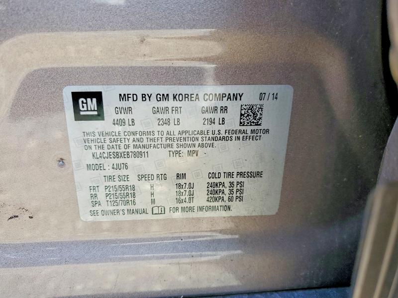 Aukcja sprzedaży 2014 Buick Encore, vin: KL4CJESBXEB780911, numer aukcji: 69354916