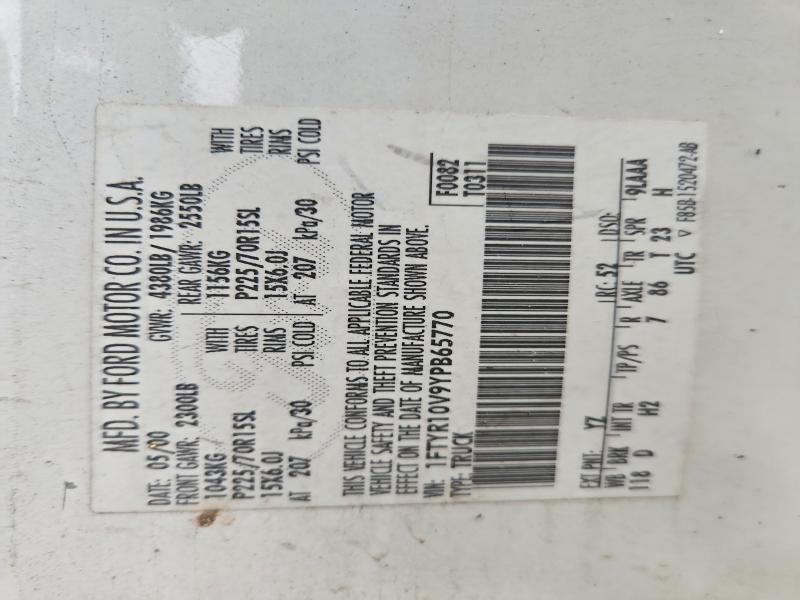 2000 Ford Ranger მანქანა იყიდება აუქციონზე, vin: 1FTYR10V9YPB65770, აუქციონის ნომერი: 70526016