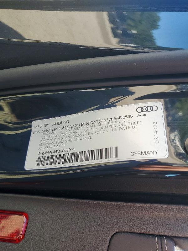 Aukcja sprzedaży 2021 Audi A4, vin: WAUEAAF46MN009004, numer aukcji: 68715896