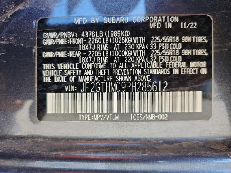 68854676 :رقم المزاد ، JF2GTHMC9PH285612 vin ، 2023 Subaru Crosstrek مزاد بيع
