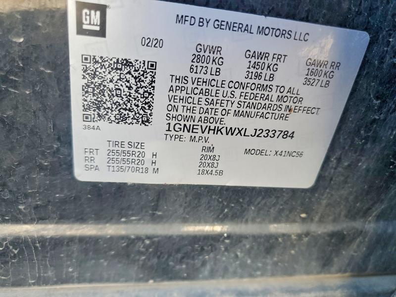 Aukcja sprzedaży 2020 Chevrolet Traverse, vin: 1GNEVHKWXLJ233784, numer aukcji: 70747986