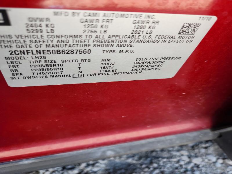 2011 Chevrolet Equinox მანქანა იყიდება აუქციონზე, vin: 2CNFLNE50B6287560, აუქციონის ნომერი: 67306446