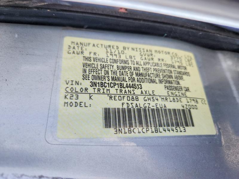 2011 Nissan Versa მანქანა იყიდება აუქციონზე, vin: 3N1BC1CP1BL444513, აუქციონის ნომერი: 68250006
