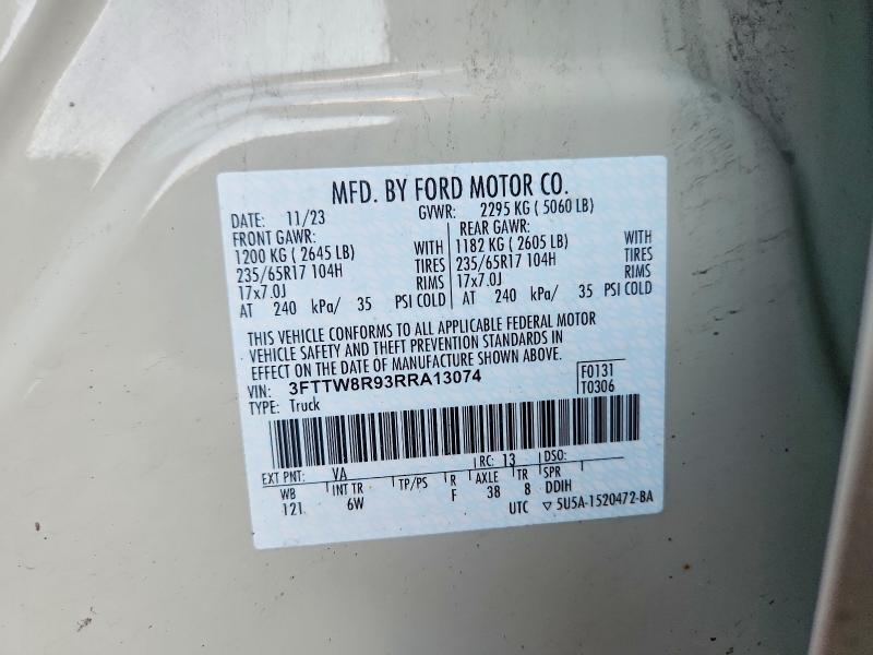 68056386 :رقم المزاد ، 3FTTW8R93RRA13074 vin ، 2024 Ford Maverick مزاد بيع