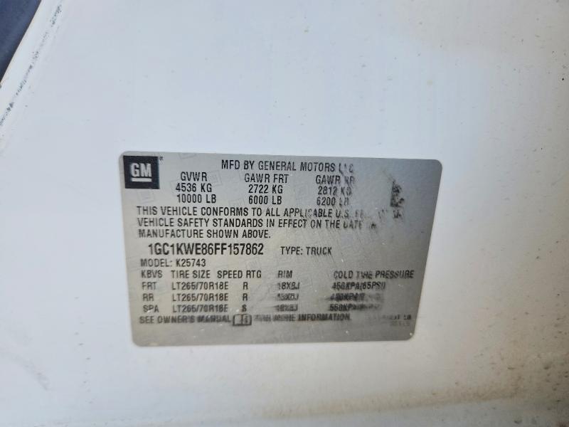 Продаж на аукціоні авто 2015 Chevrolet Silverado, vin: 1GC1KWE86FF157862, номер лоту: 67348226
