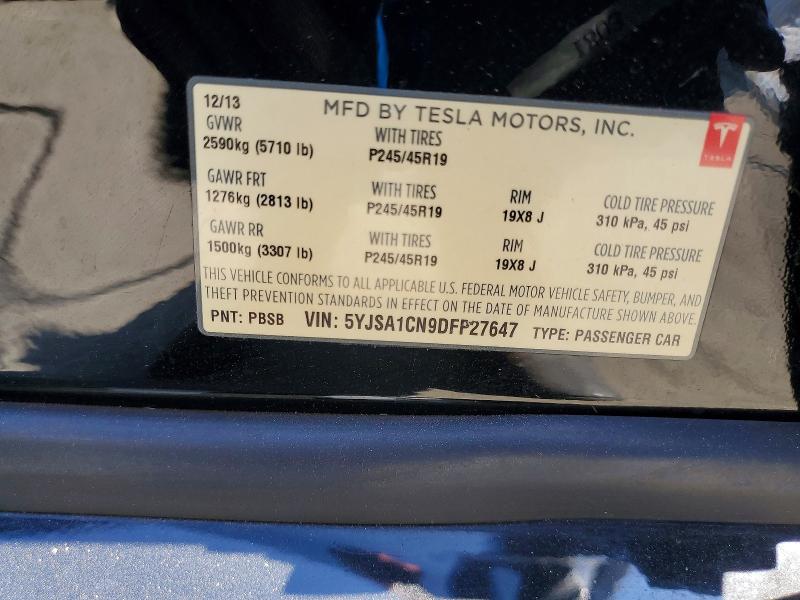 Aukcja sprzedaży 2013 Tesla Model S, vin: 5YJSA1CN9DFP27647, numer aukcji: 70147366