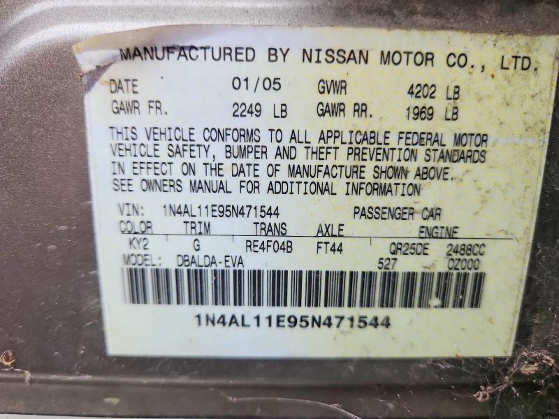 Auction sale of the 2005 Nissan Altima, vin: 1N4AL11E95N471544        , lot number: 68807586