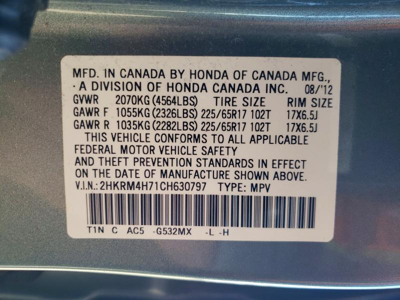 Aukcja sprzedaży 2012 Honda Cr-v, vin: 2HKRM4H71CH630797, numer aukcji: 69377376