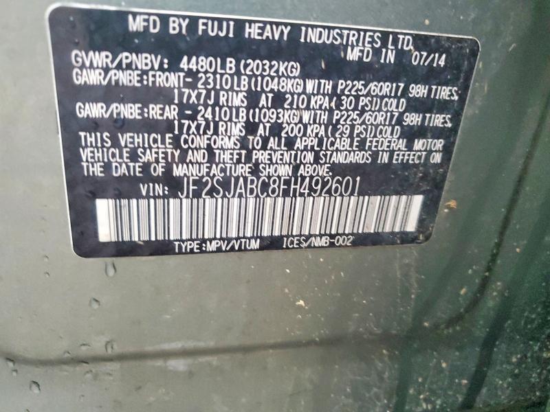 Aukcja sprzedaży 2015 Subaru Forester, vin: JF2SJABC8FH492601, numer aukcji: 67551316