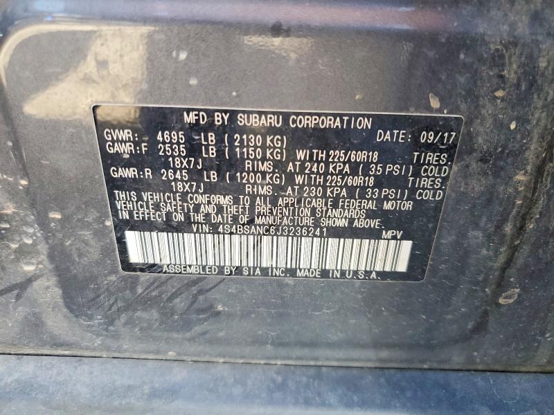 2018 Subaru Outback მანქანა იყიდება აუქციონზე, vin: 4S4BSANC6J3236241, აუქციონის ნომერი: 69619536