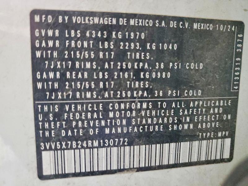 Продаж на аукціоні авто 2024 Volkswagen Taos, vin: 3VV5X7B24RM130772, номер лоту: 69118306