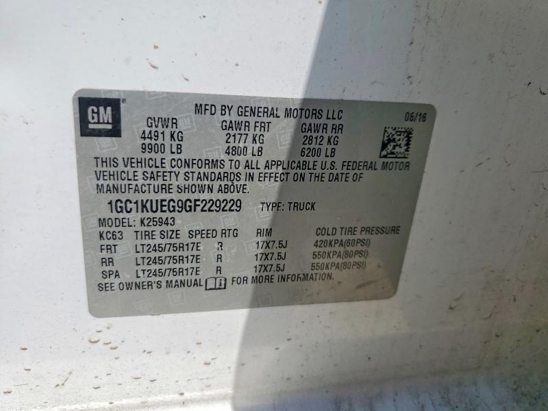 Продаж на аукціоні авто 2016 Chevrolet Silverado, vin: 1GC1KUEG9GF229229, номер лоту: 68971666