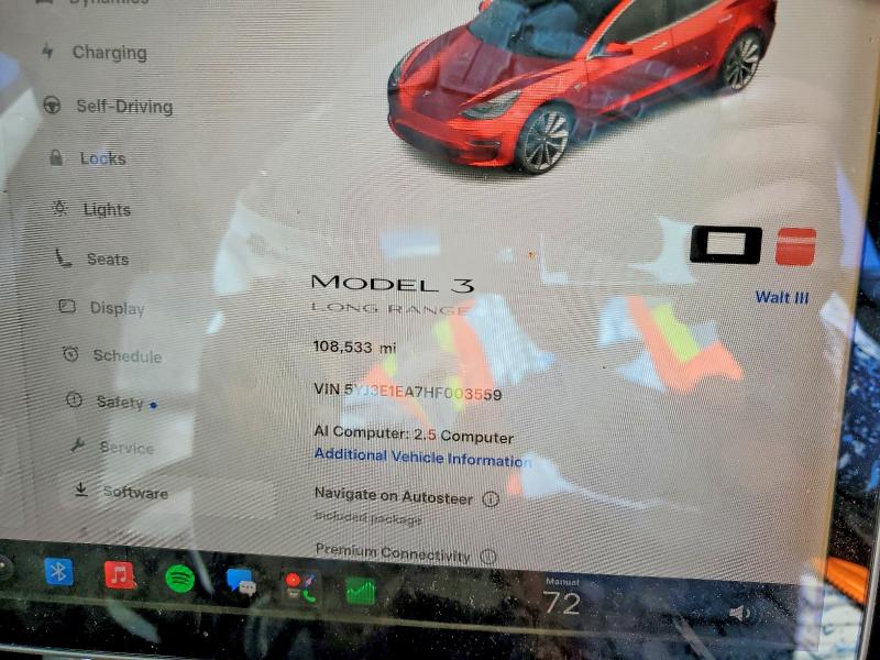 2017 Tesla Model 3 მანქანა იყიდება აუქციონზე, vin: 5YJ3E1EA7HF003559, აუქციონის ნომერი: 63905726