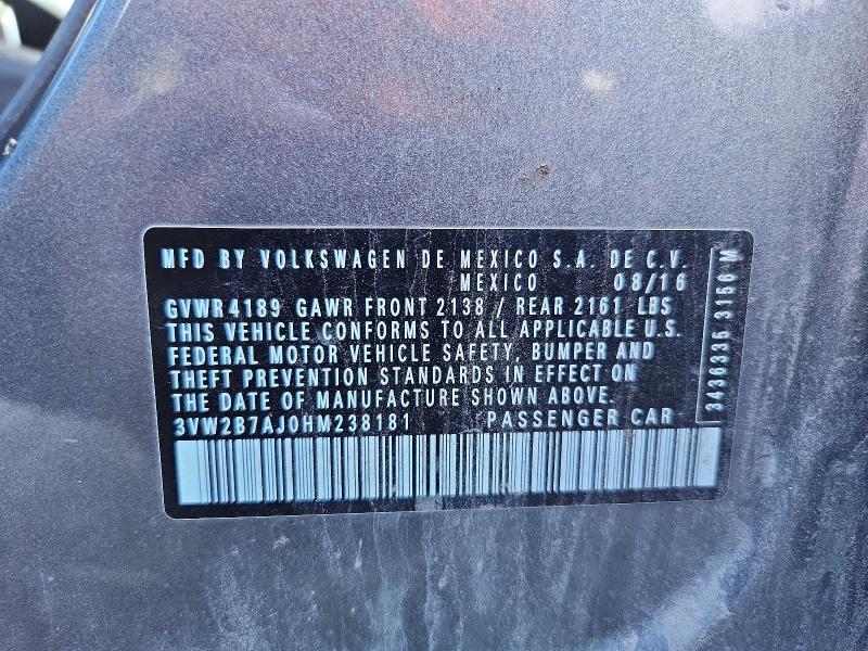 68161876 :رقم المزاد ، 3VW2B7AJ0HM238181 vin ، 2017 Volkswagen Jetta مزاد بيع