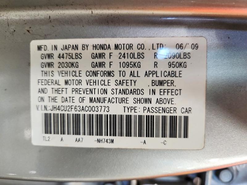 68628646 :رقم المزاد ، JH4CU2F63AC003773 vin ، 2010 Acura Tsx مزاد بيع