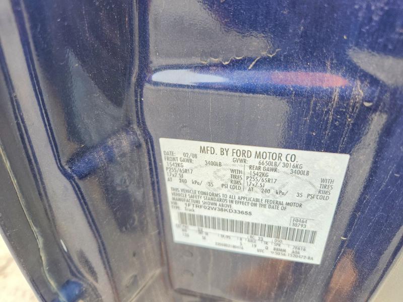 71200056 :رقم المزاد ، 1FTRF02W38KD33655 vin ، 2008 Ford F150 مزاد بيع