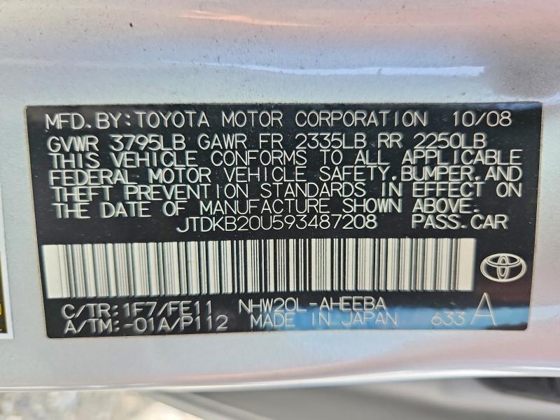 67899166 :رقم المزاد ، JTDKB20U593487208 vin ، 2009 Toyota Prius مزاد بيع