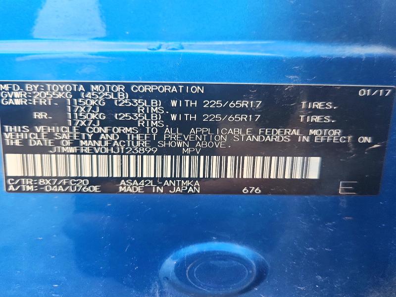 69773226 :رقم المزاد ، JTMWFREV0HJ123899 vin ، 2017 Toyota Rav4 مزاد بيع