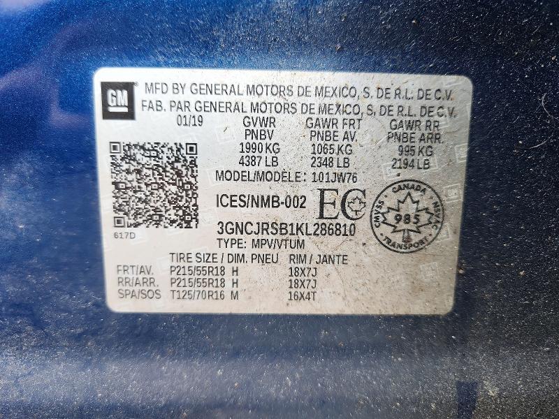 67885636 :رقم المزاد ، 3GNCJRSB1KL286810 vin ، 2019 Chevrolet Trax مزاد بيع
