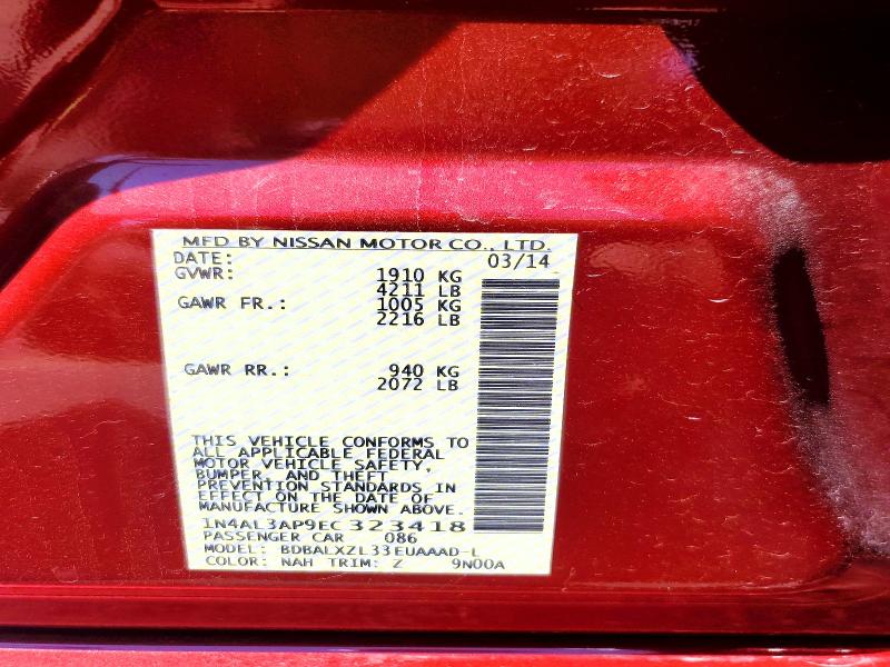 Продаж на аукціоні авто 2014 Nissan Altima, vin: 1N4AL3AP9EC323418, номер лоту: 66349196