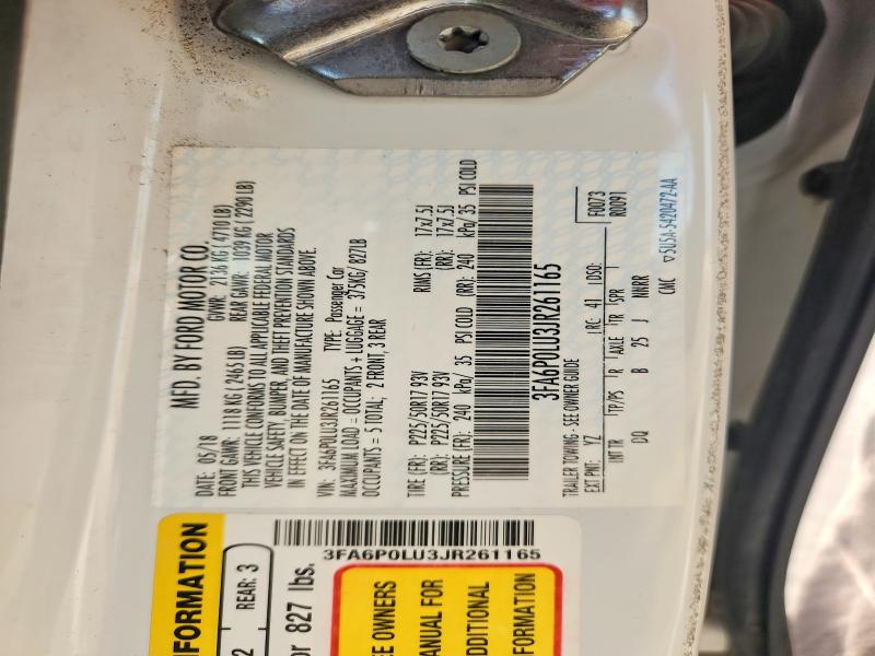 Aukcja sprzedaży 2018 Ford Fusion, vin: 3FA6P0LU3JR261165, numer aukcji: 70074736
