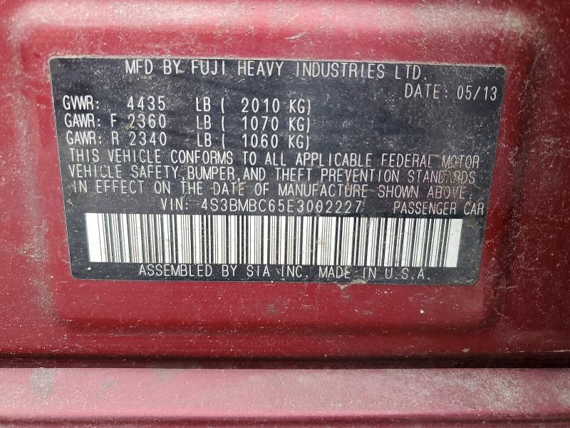 Aukcja sprzedaży 2014 Subaru Legacy, vin: 4S3BMBC65E3002227, numer aukcji: 67929956