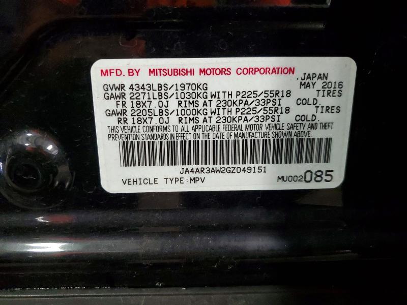 2016 Mitsubishi Outlander Sport მანქანა იყიდება აუქციონზე, vin: JA4AR3AW2GZ049151, აუქციონის ნომერი: 68573016