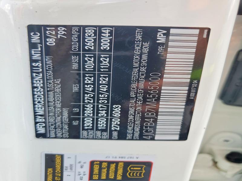 68269146 :رقم المزاد ، 4JGFB4JB7MA565000 vin ، 2021 Mercedes-benz Gle مزاد بيع