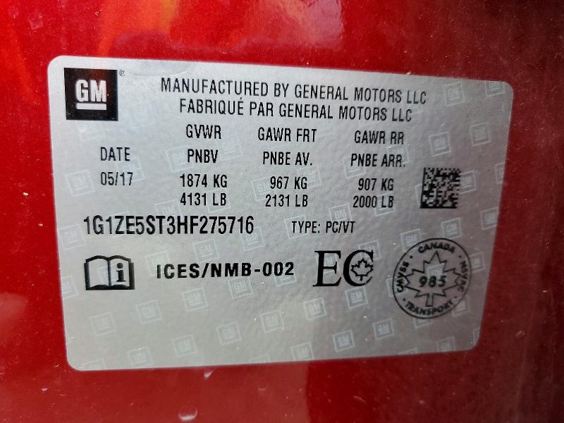 Продаж на аукціоні авто 2017 Chevrolet Malibu, vin: 1G1ZE5ST3HF275716, номер лоту: 68690316