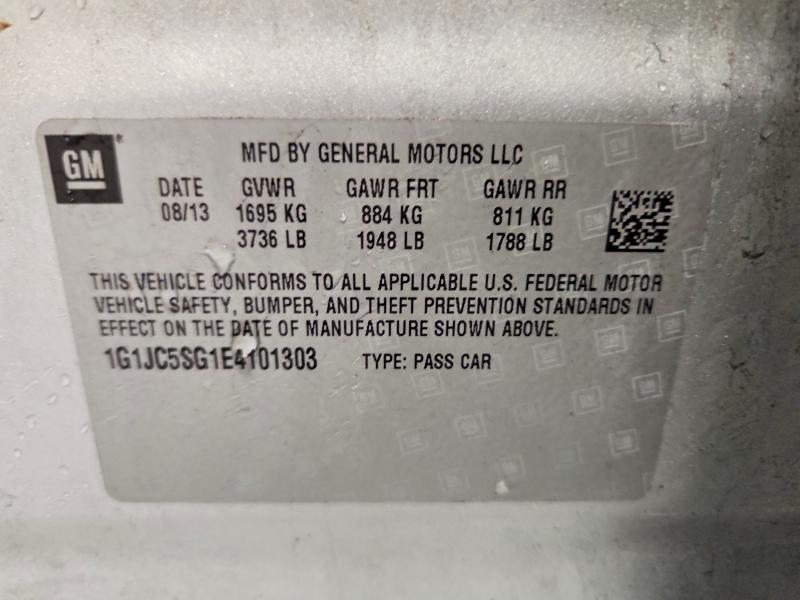 Продажа на аукционе авто 2014 Chevrolet Sonic, vin: 1G1JC5SG1E4101303, номер лота: 65112796