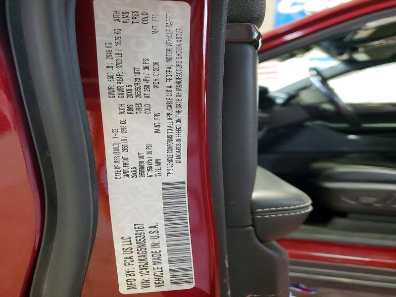 67288116 :رقم المزاد ، 1C4RJKAG5N8539167 vin ، 2022 Jeep Grand Cherokee مزاد بيع