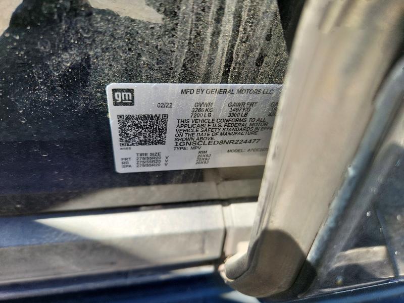 Aukcja sprzedaży 2022 Chevrolet Tahoe, vin: 1GNSCLED8NR224477, numer aukcji: 70935356