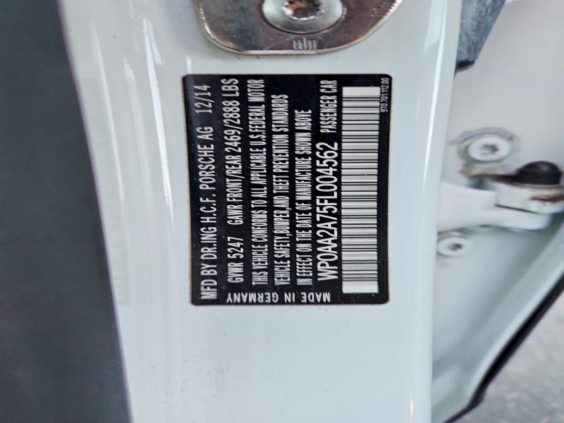 Продажа на аукционе авто 2015 Porsche Panamera, vin: WP0AA2A75FL004562, номер лота: 69452076