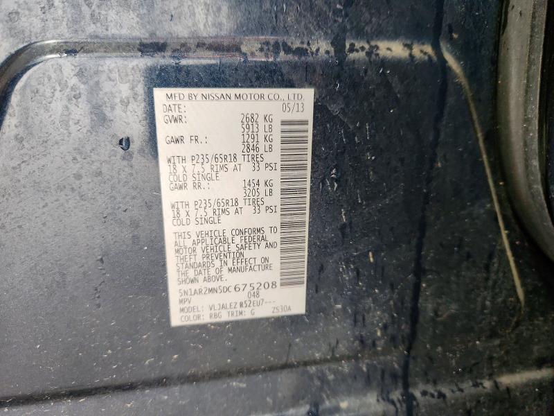 Продаж на аукціоні авто 2013 Nissan Pathfinder, vin: 5N1AR2MN5DC675208, номер лоту: 68161096