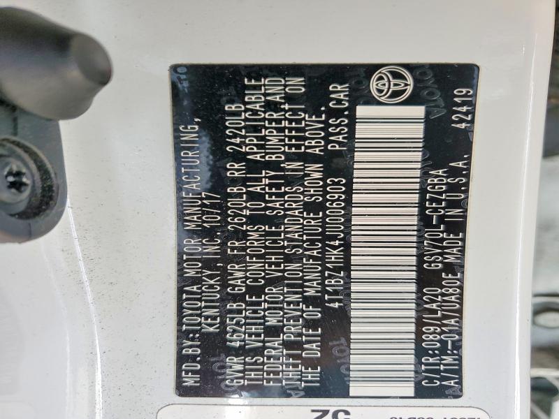 2018 Toyota Camry მანქანა იყიდება აუქციონზე, vin: 4T1BZ1HK4JU006903, აუქციონის ნომერი: 67939026