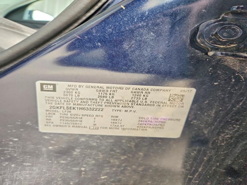 Auction sale of the 2017 Gmc Terrain, vin: 2GKFLSEK1H6332222, lot number: 67285266