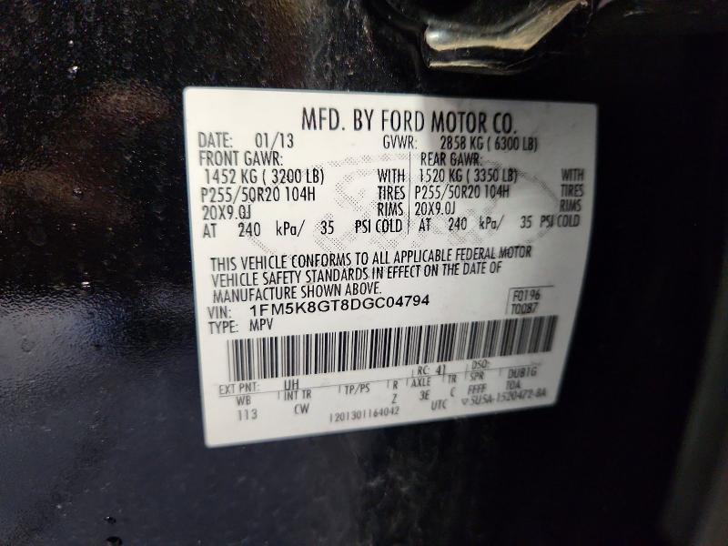 Продаж на аукціоні авто 2013 Ford Explorer, vin: 1FM5K8GT8DGC04794, номер лоту: 70534636