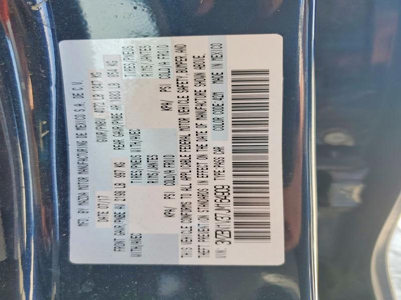 2018 Mazda 3 მანქანა იყიდება აუქციონზე, vin: 3MZBN1V37JM164909, აუქციონის ნომერი: 69389796