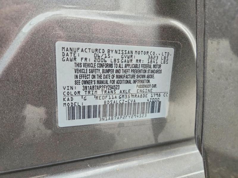 Aukcja sprzedaży 2015 Nissan Sentra, vin: 3N1AB7AP2FY294523, numer aukcji: 69017206