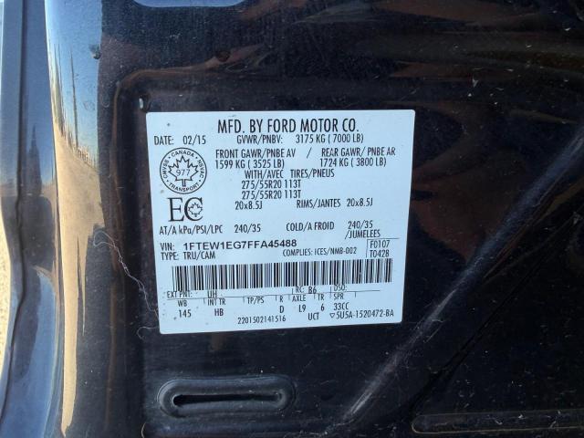 70107586 :رقم المزاد ، 1FTEW1EG7FFA45488 vin ، 2015 Ford F150 مزاد بيع