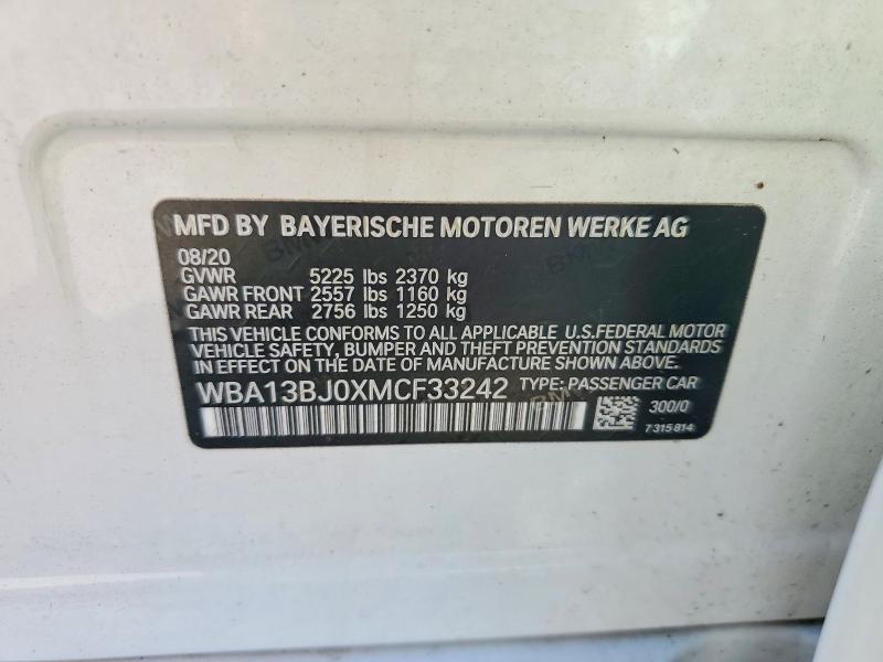 Aukcja sprzedaży 2021 Bmw 530, vin: WBA13BJ0XMCF33242, numer aukcji: 70415216