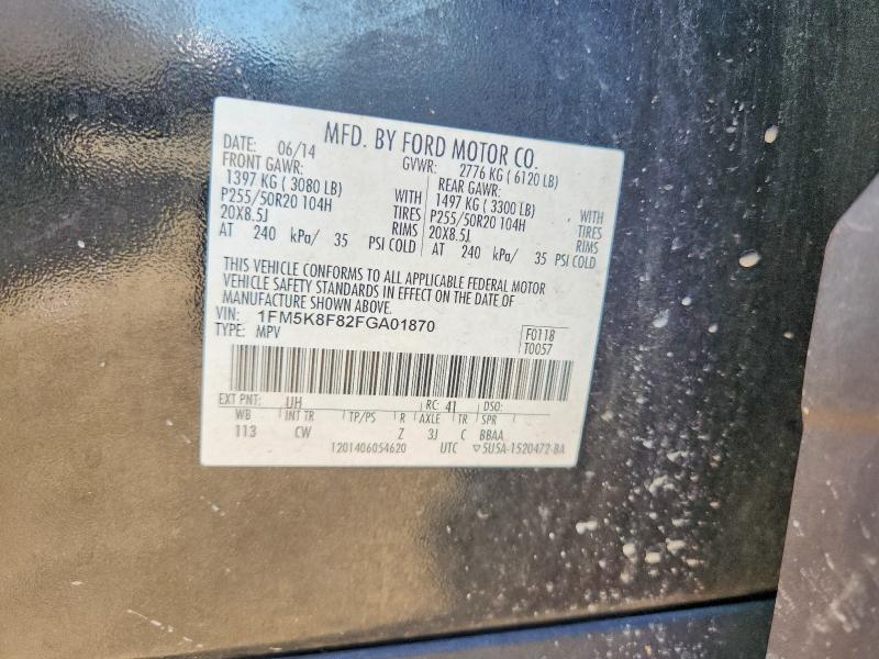 67498676 :رقم المزاد ، 1FM5K8F82FGA01870 vin ، 2015 Ford Explorer مزاد بيع