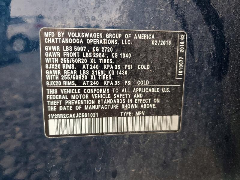 Продаж на аукціоні авто 2018 Volkswagen Atlas, vin: 1V2RR2CA0JC561021, номер лоту: 70497216