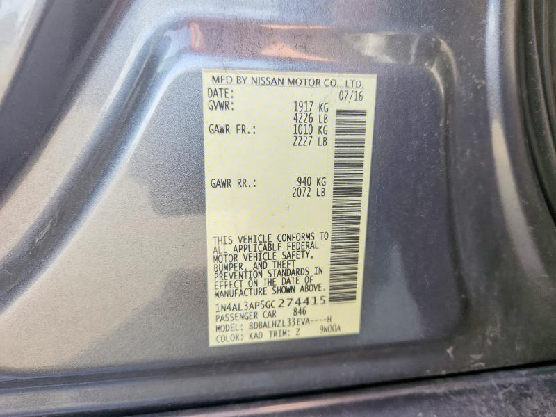Продажа на аукционе авто 2016 Nissan Altima, vin: 1N4AL3AP5GC274415, номер лота: 68342676