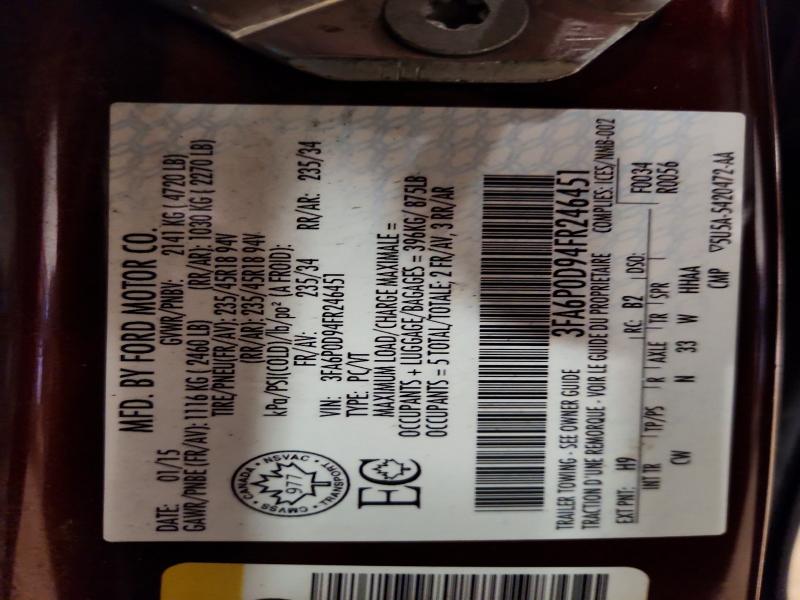 Продаж на аукціоні авто 2015 Ford Fusion, vin: 3FA6P0D94FR246451, номер лоту: 69292536
