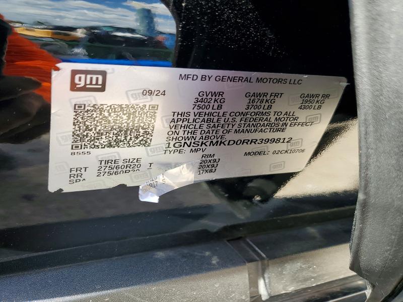 68626846 :رقم المزاد ، 1GNSKMKD0RR399812 vin ، 2024 Chevrolet Tahoe مزاد بيع